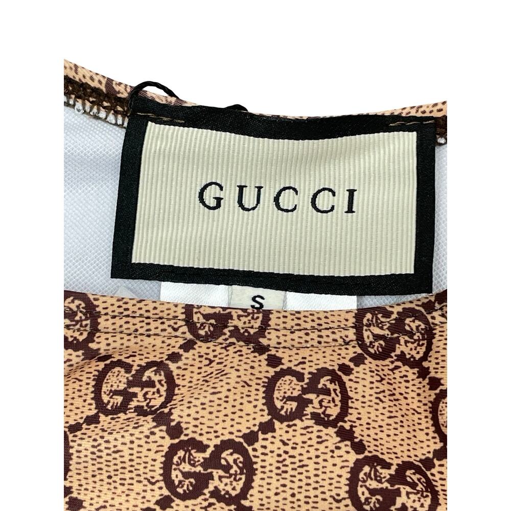 NEW Gucci Brown Beige Gold Tone Chain Monogram Swimwear Bikini Bottom Size S - Picture 4 of 12
